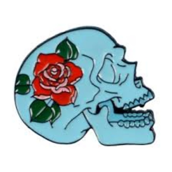 Jewelry - 5/$20 Skull With Rose Enamel Pin
